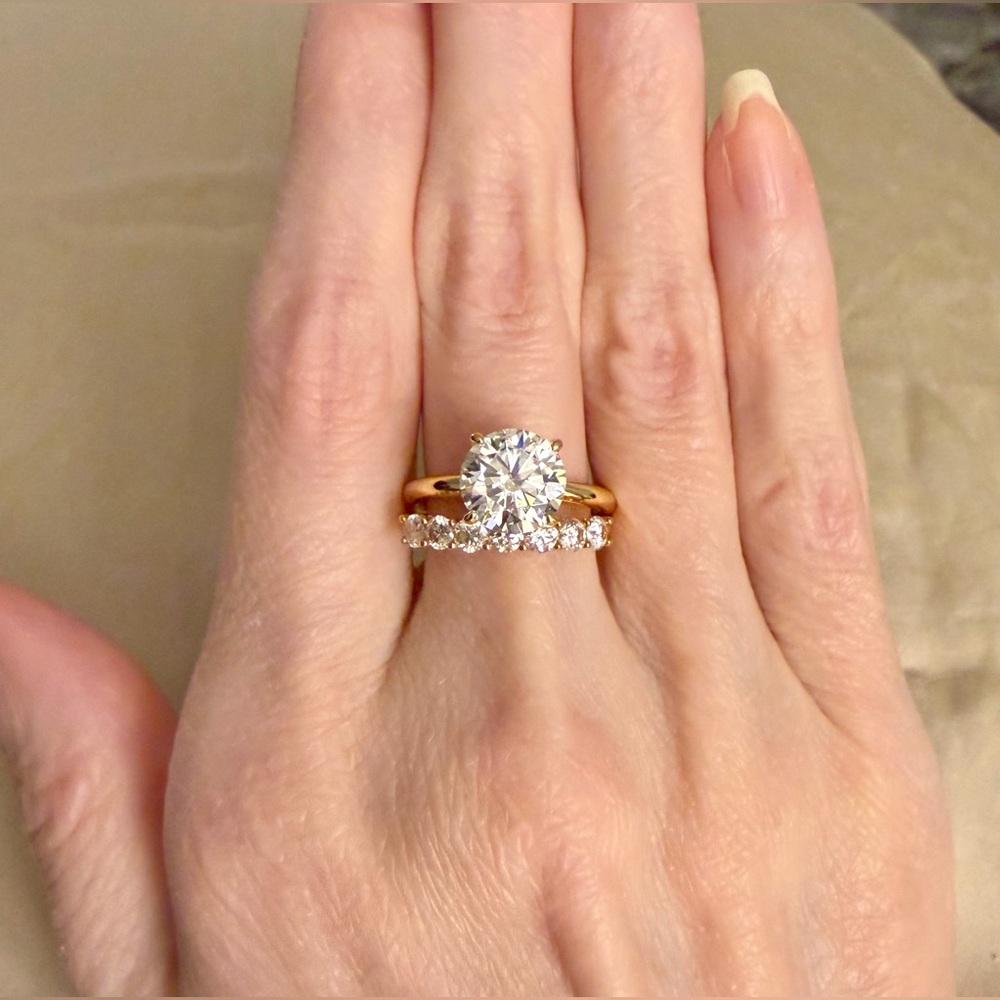 GRA 3ct Moissanite Diamond Ring | 14K Gold-Plated | Size 7 - Picture 10 of 13